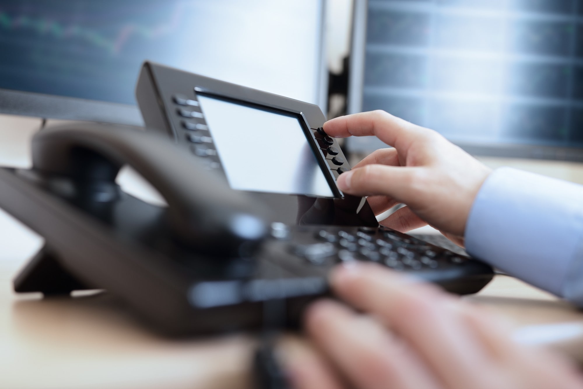 Close Up Of A Man Hands Using Telephone